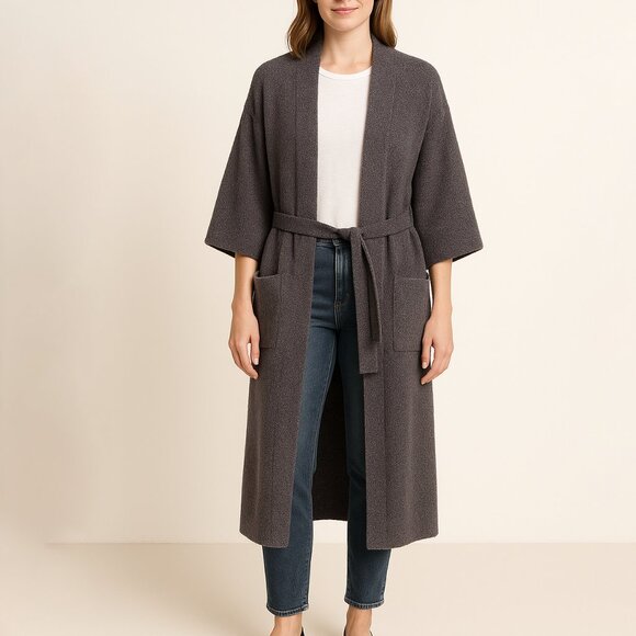NWT Soft Surroundings Oversized House Coat Cardigan Grey Size Mediun - Picture 1 of 4